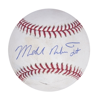 Mike Trout Game Used & Full Name "Michael Nelson Trout" Signed OML Manfred Baseball (MLB Authenticated)